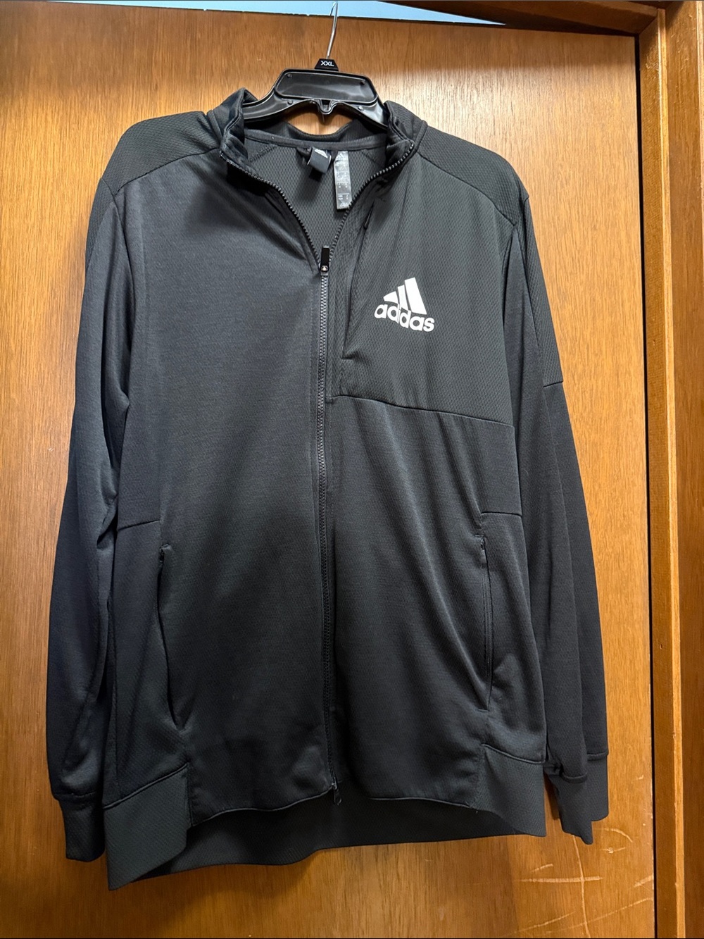 adidas Black Full-Zip Performance Jacket with White Logo